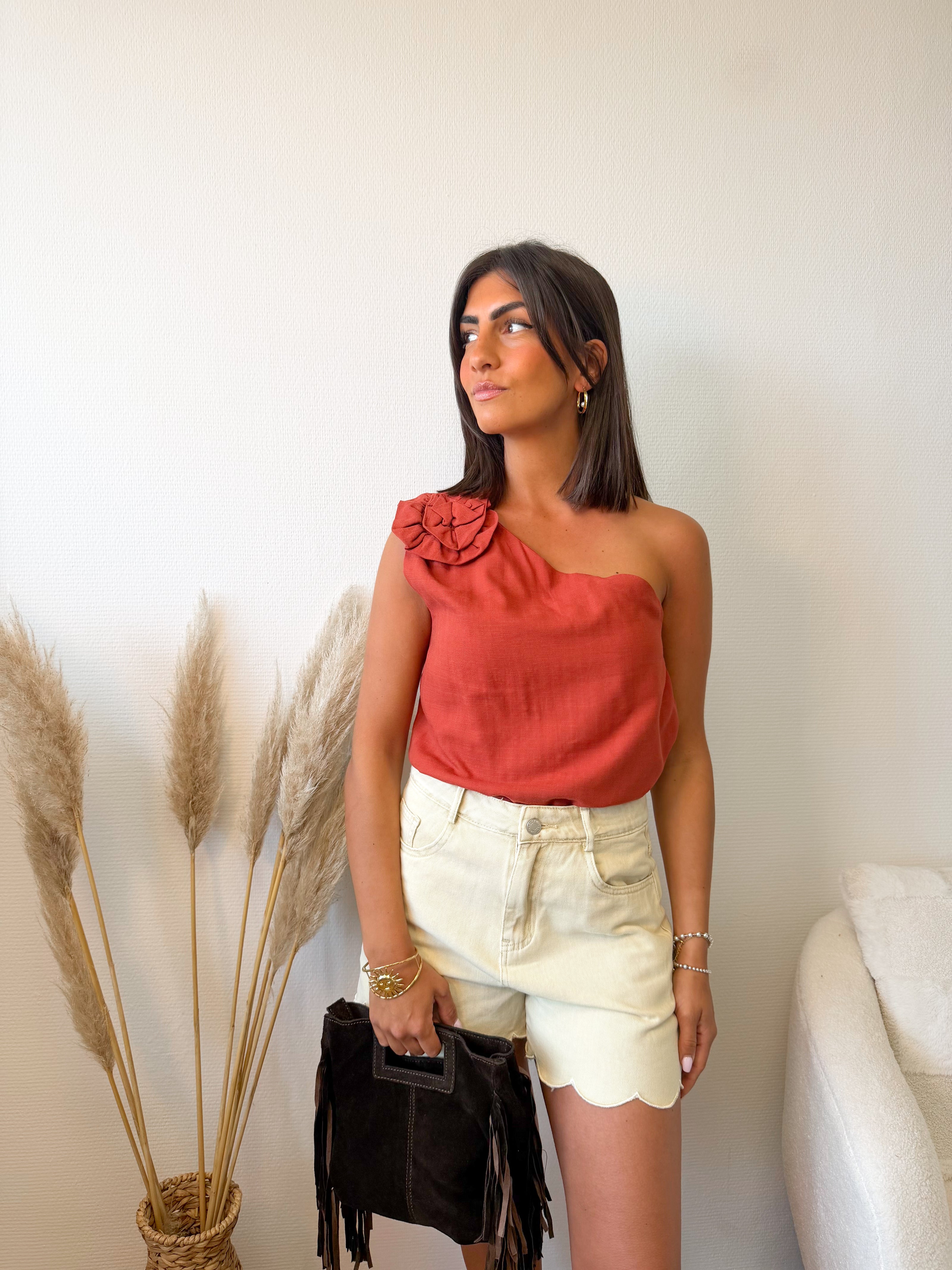 Top SACRAMENTO Asymétrique Fleur