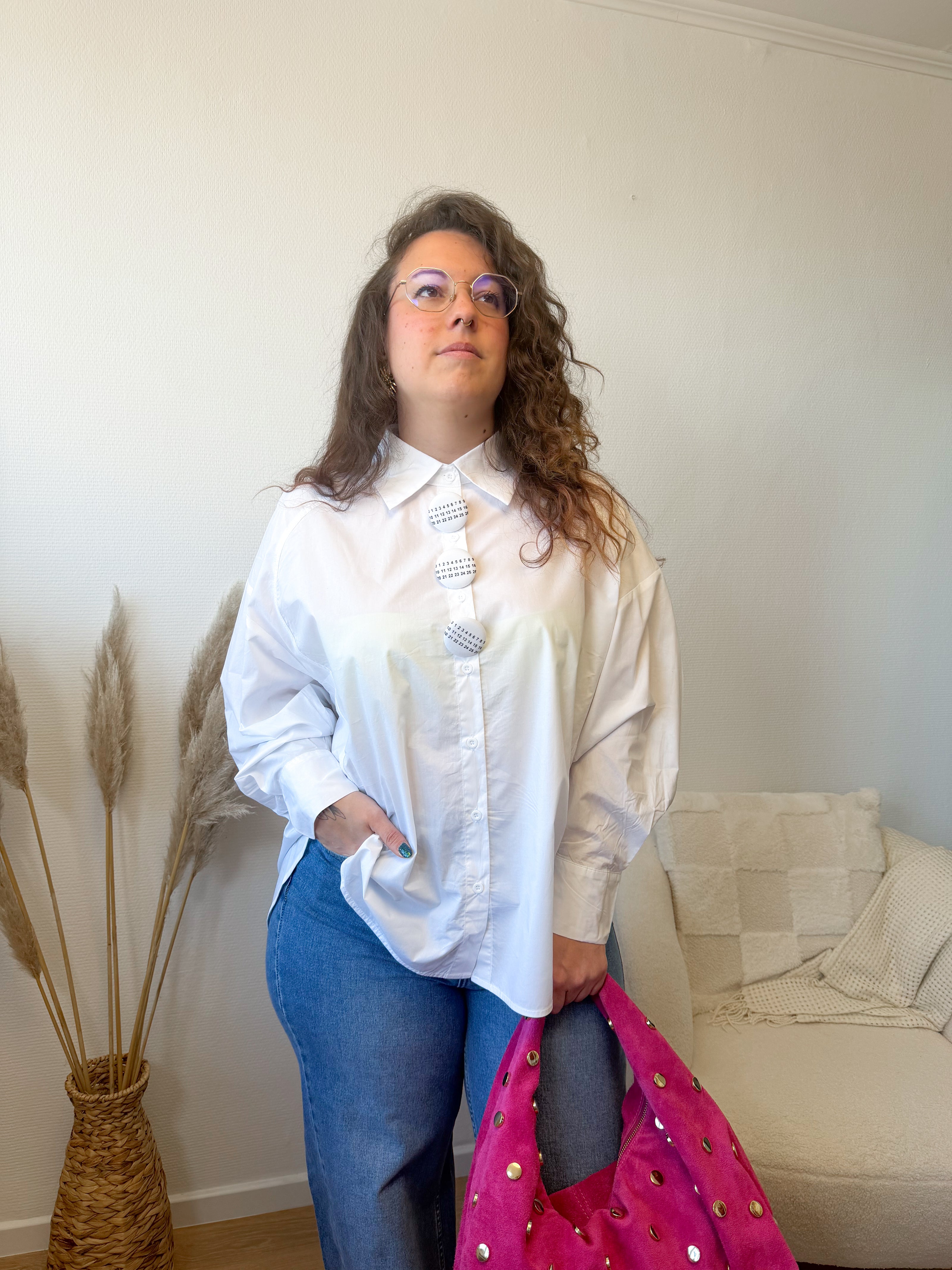 Chemise blanche SAN FRANCISCO oversize et gros boutons