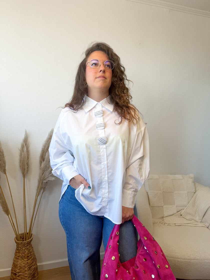 Chemise blanche SAN FRANCISCO oversize et gros boutons