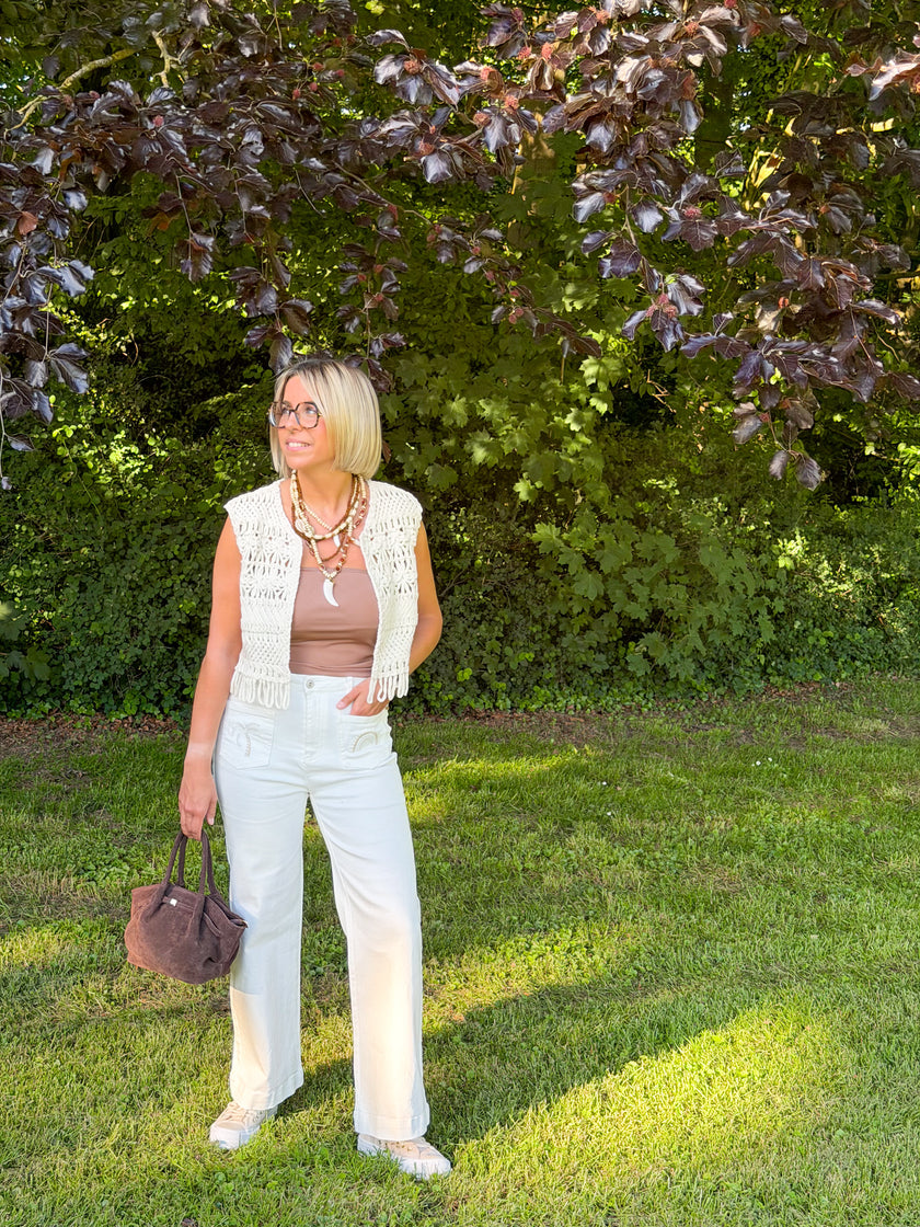 Jeans broderies palmiers & arc-en-ciel VIRGINIA