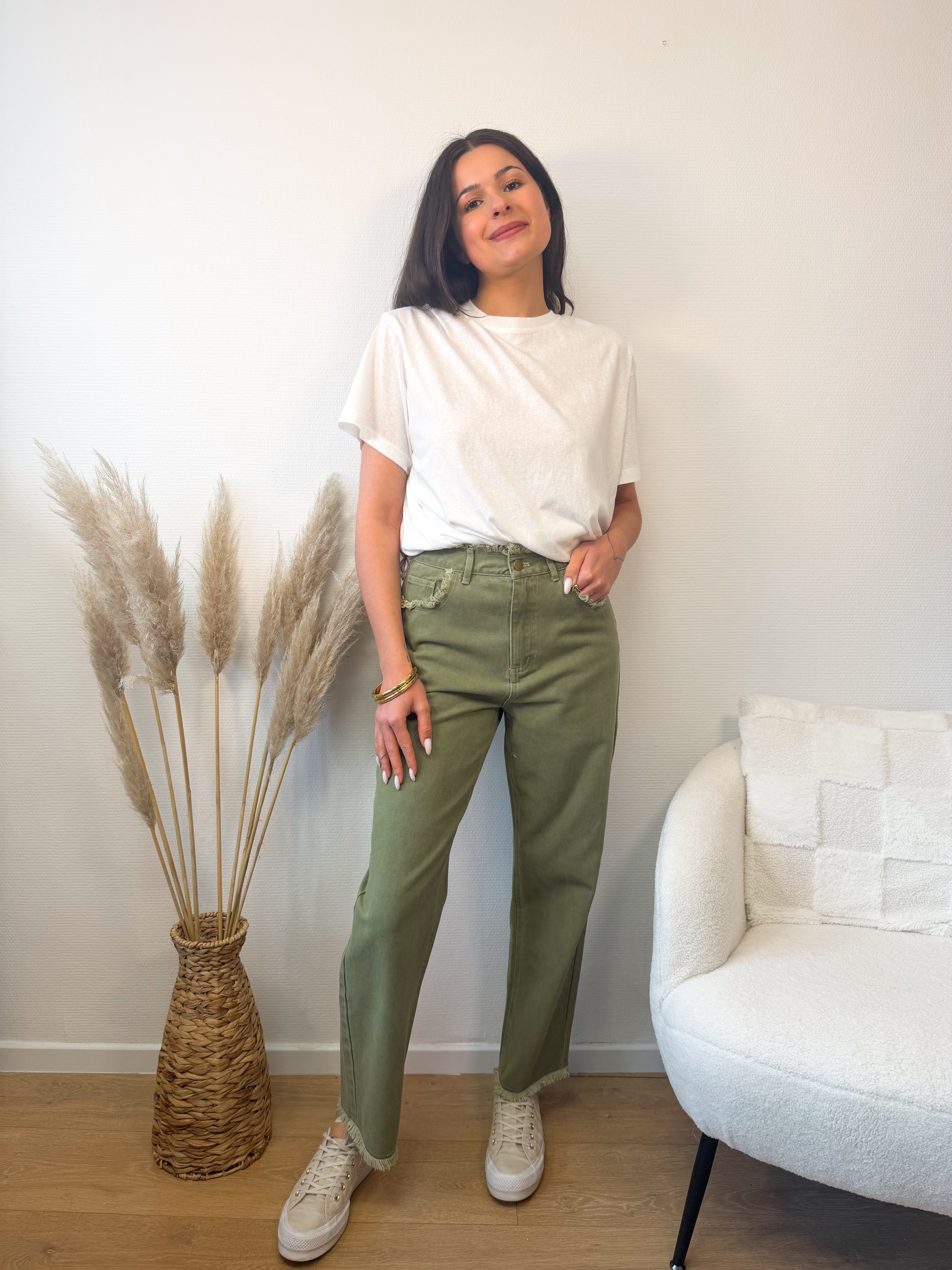 Pantalon WOODSTOCK effet jeans vert kaki