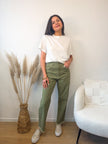 Pantalon WOODSTOCK effet jeans vert kaki