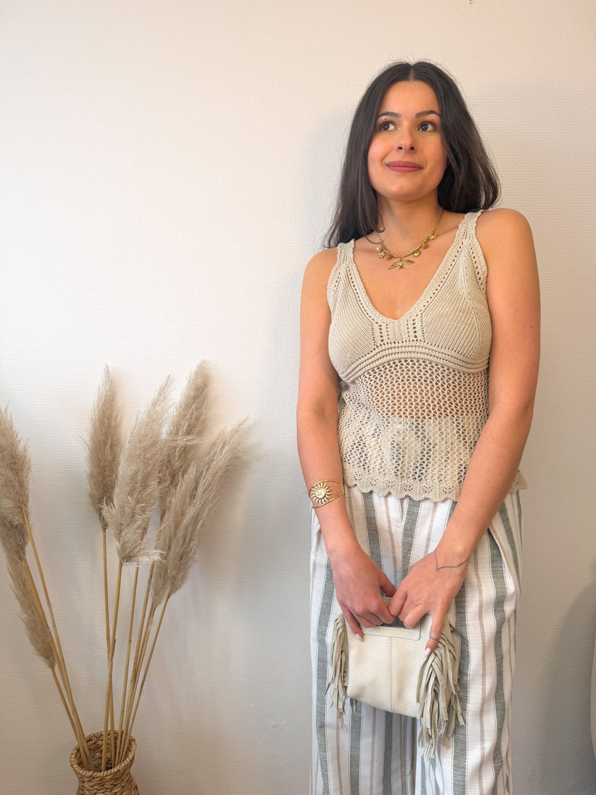 Top crochet INDIO bohème beige