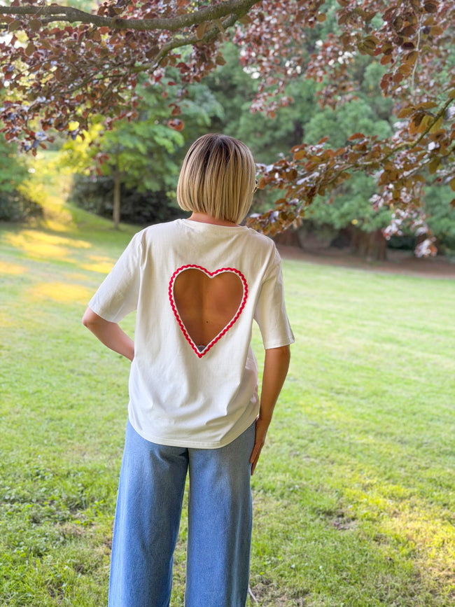 T-shirt blanc dos cœur ouvert KENTUCKY
