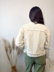 Veste IRVIN effet jean beige effilochée