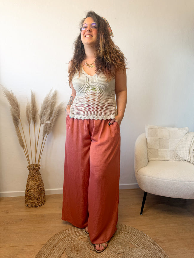 Pantalon ARCATA fluide terracotta
