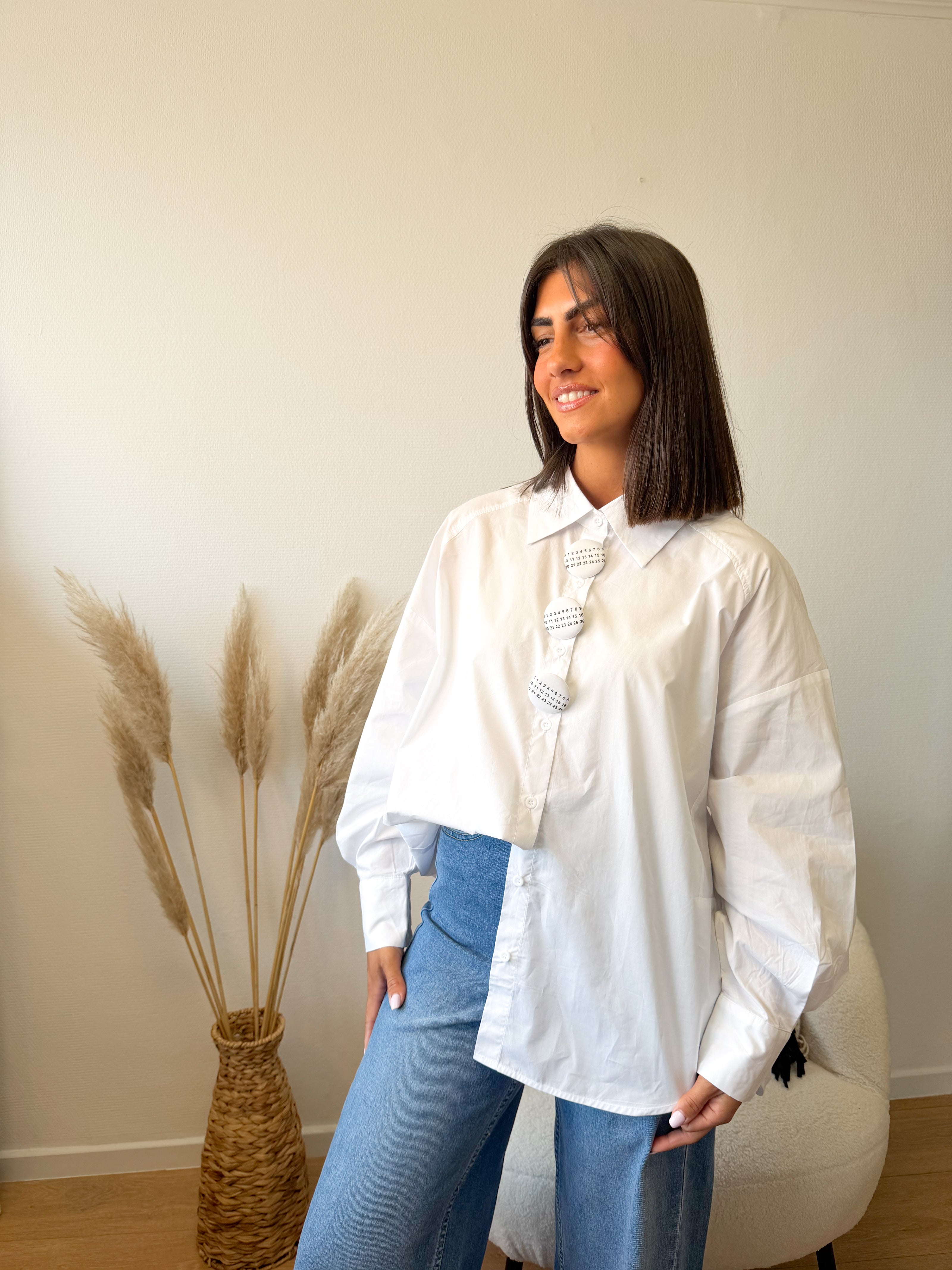 Chemise blanche SAN FRANCISCO oversize et gros boutons