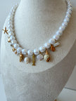 Collier SALINA perles blanches & charms marins
