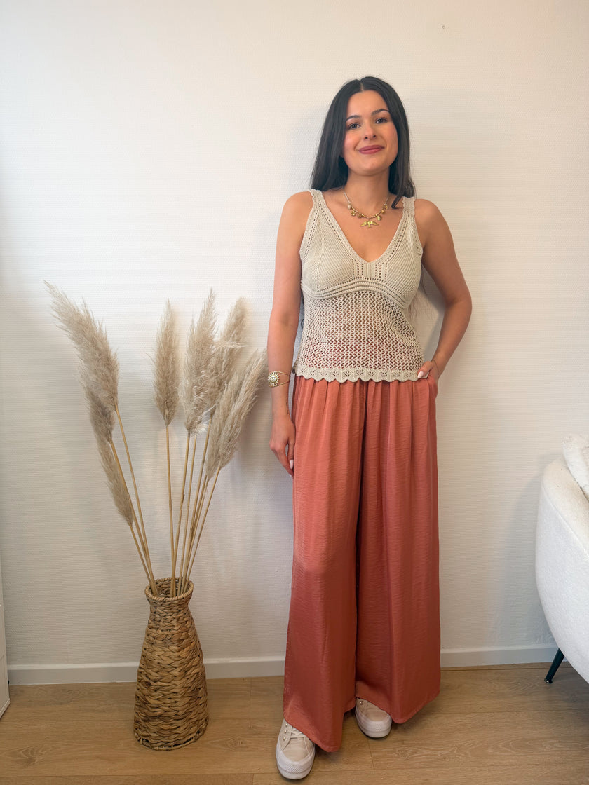 Top crochet INDIO bohème beige