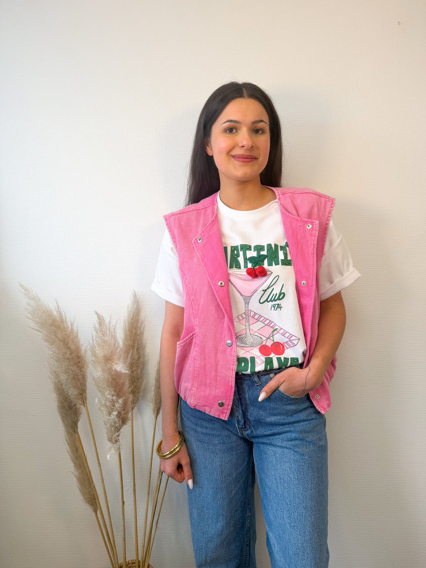 Veste sans manches SAN DIEGO effet jeans rose