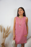 Robe effet jean rose INDIANA dos ouvert