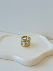 Bague RIVERTON multi-rangs dorée & pierre blanche