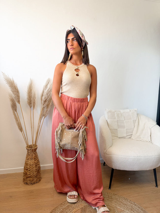Pantalon ARCATA fluide terracotta