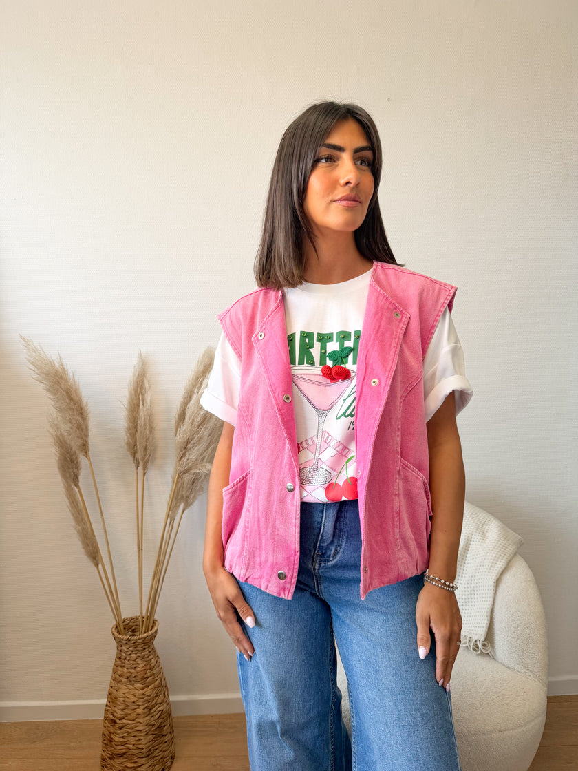 Veste sans manches SAN DIEGO effet jeans rose