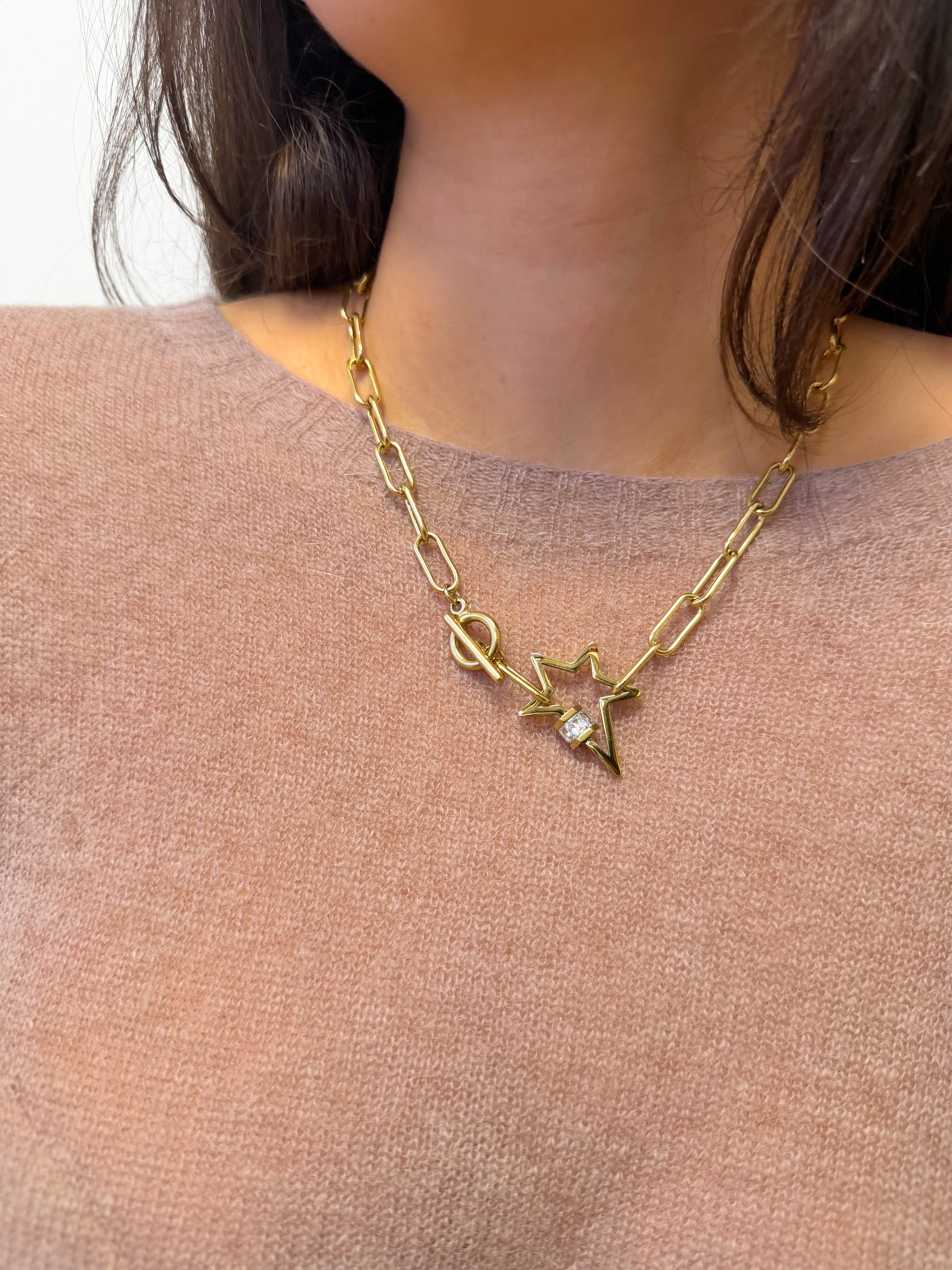 Collier NEW-YORK chaîne dorée avec étoile & zircon