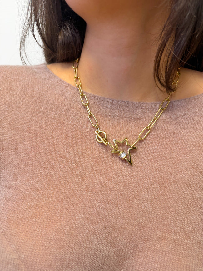 Collier NEW-YORK chaîne dorée avec étoile & zircon