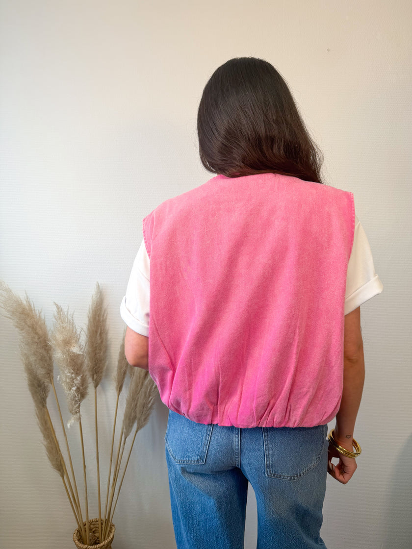 Veste sans manches SAN DIEGO effet jeans rose