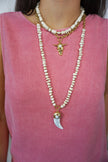 Collier perles & pendentif corne OREGON