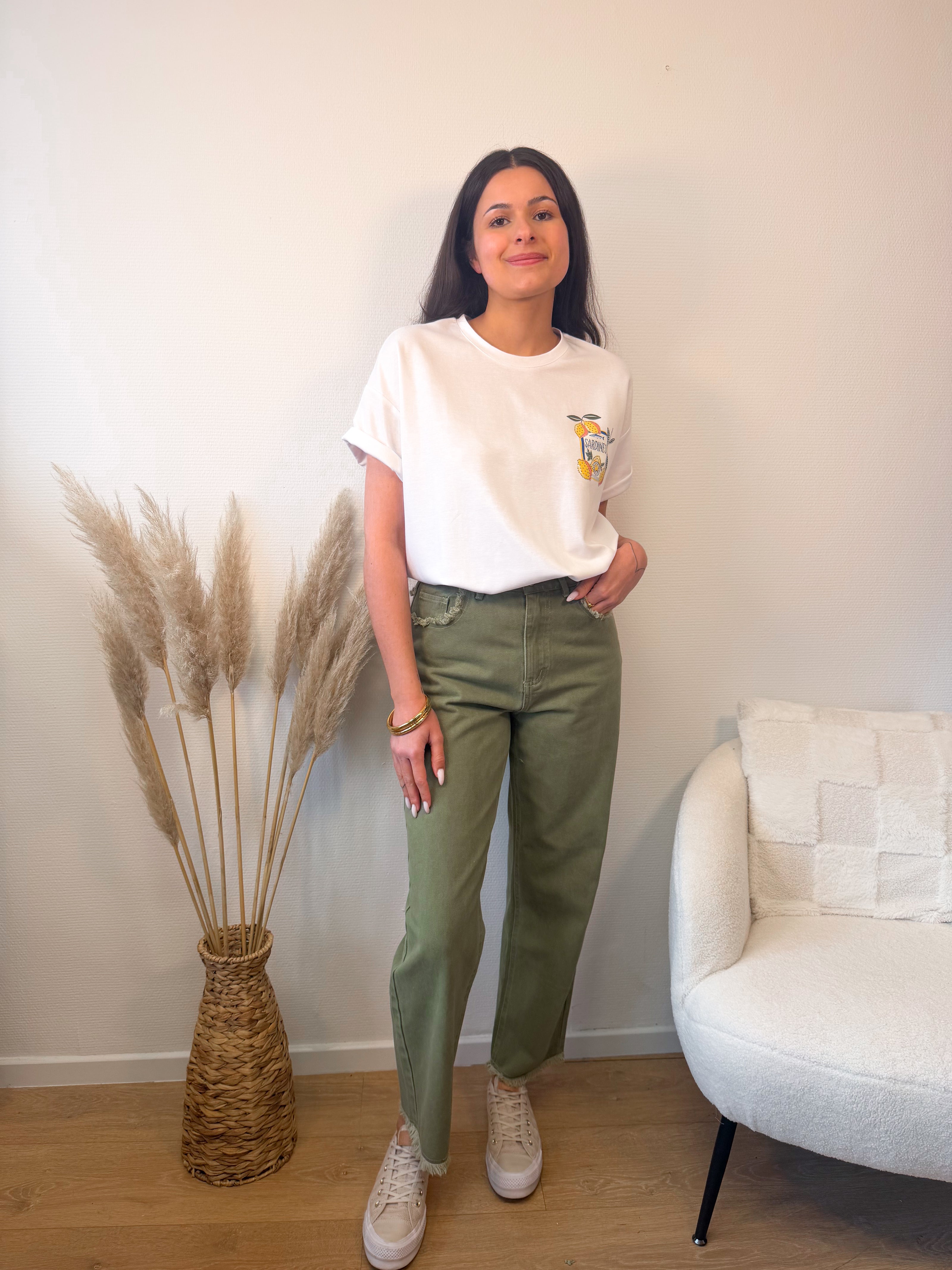 Pantalon WOODSTOCK effet jeans vert kaki