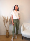Pantalon WOODSTOCK effet jeans vert kaki