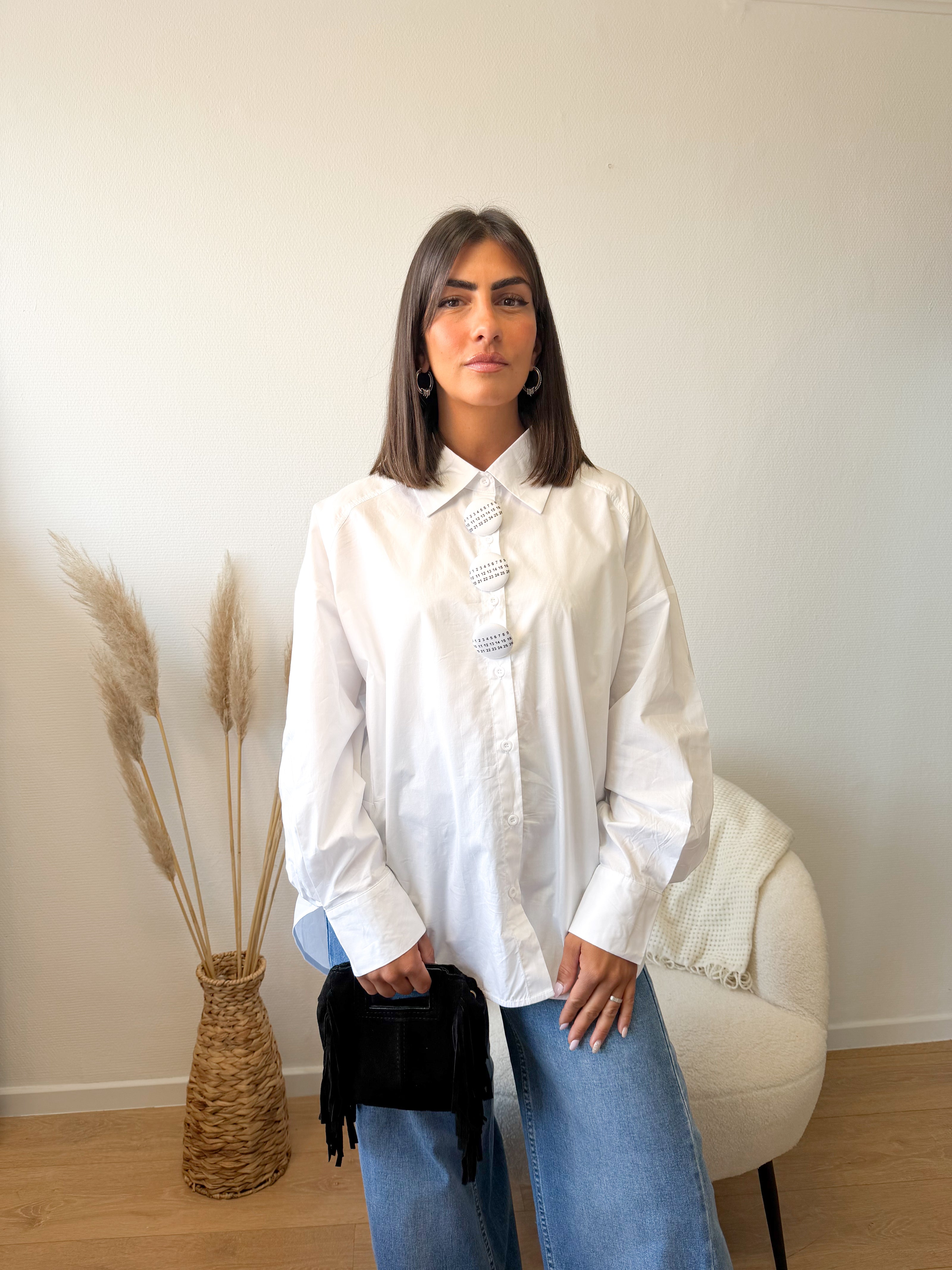 Chemise blanche SAN FRANCISCO oversize et gros boutons