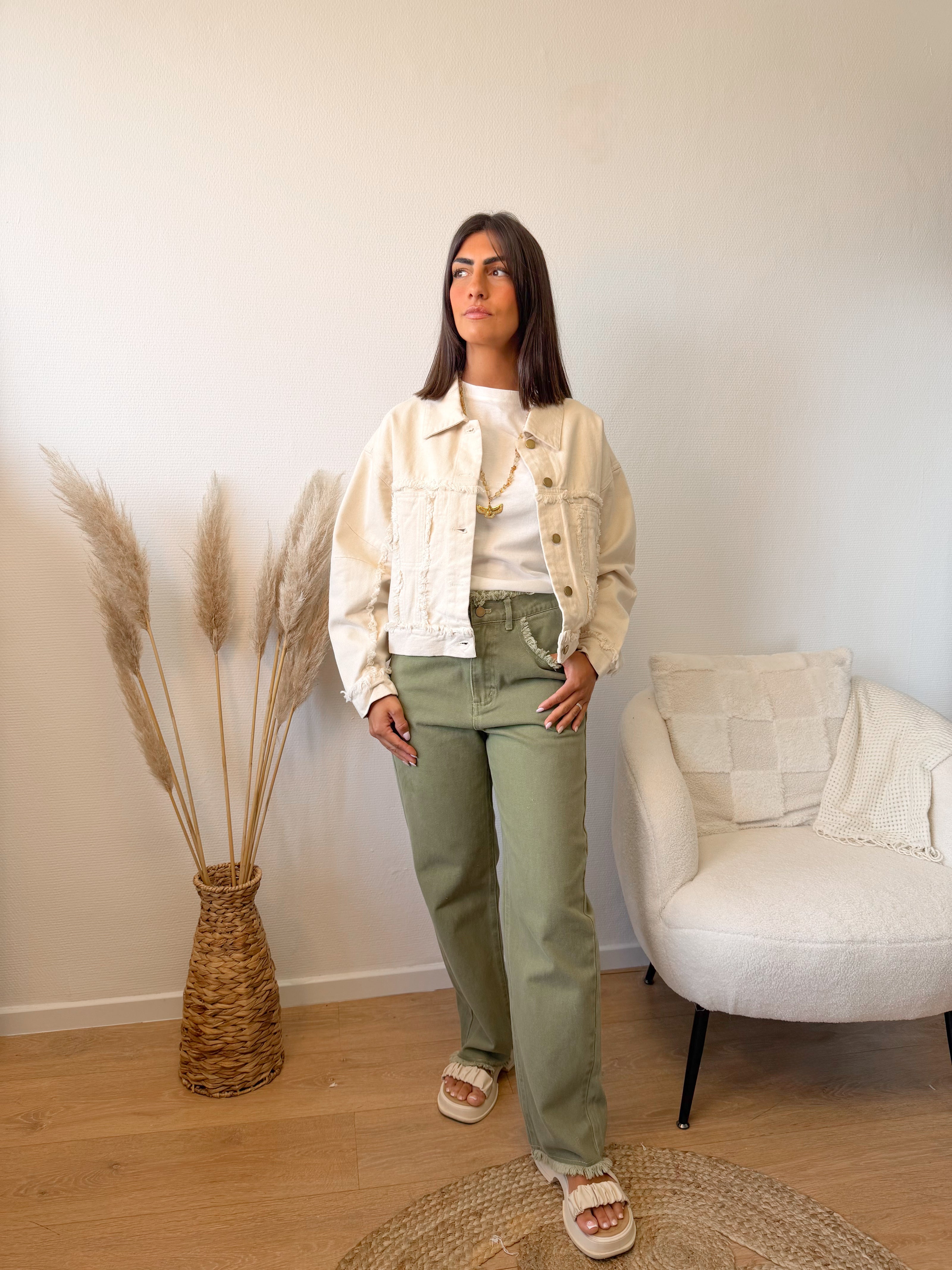 Pantalon WOODSTOCK effet jeans vert kaki