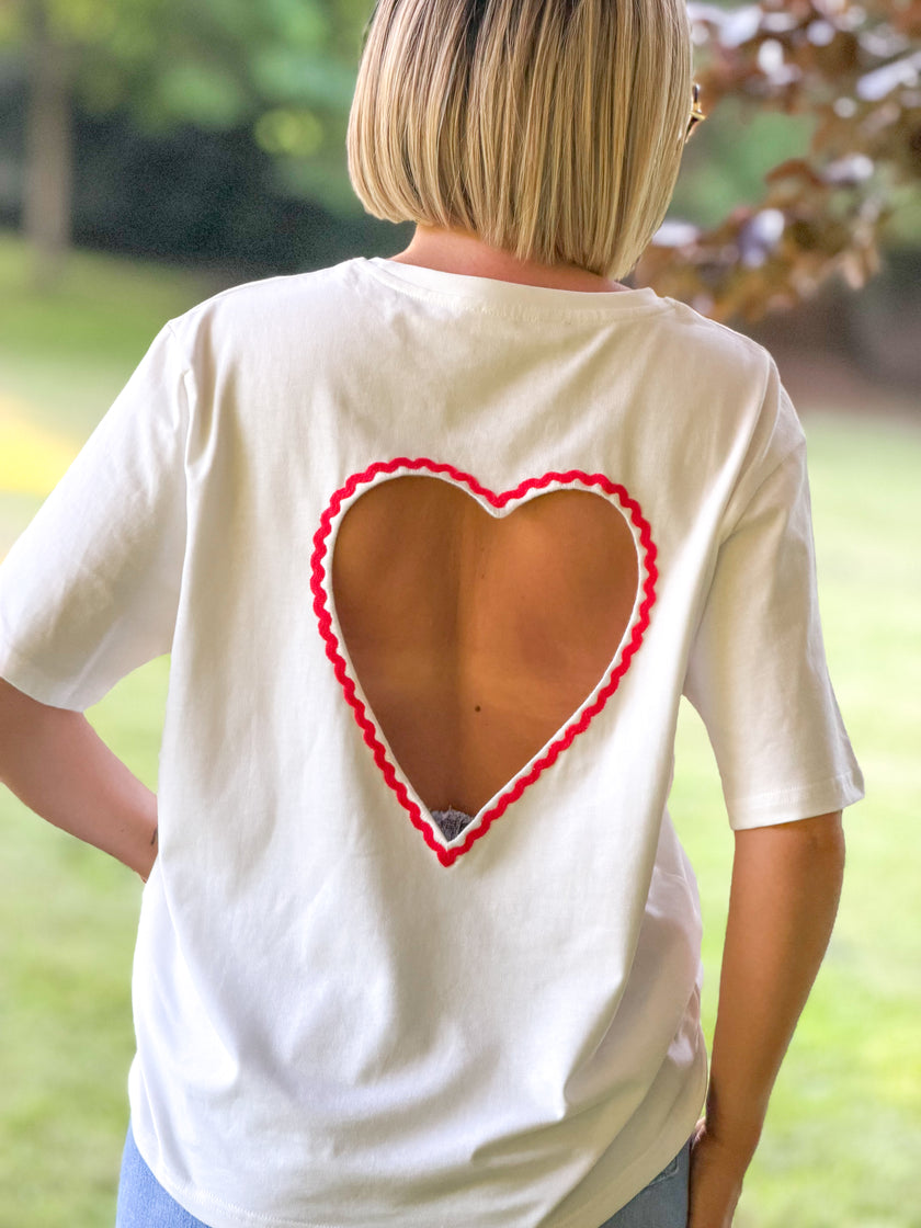 T-shirt blanc dos cœur ouvert KENTUCKY