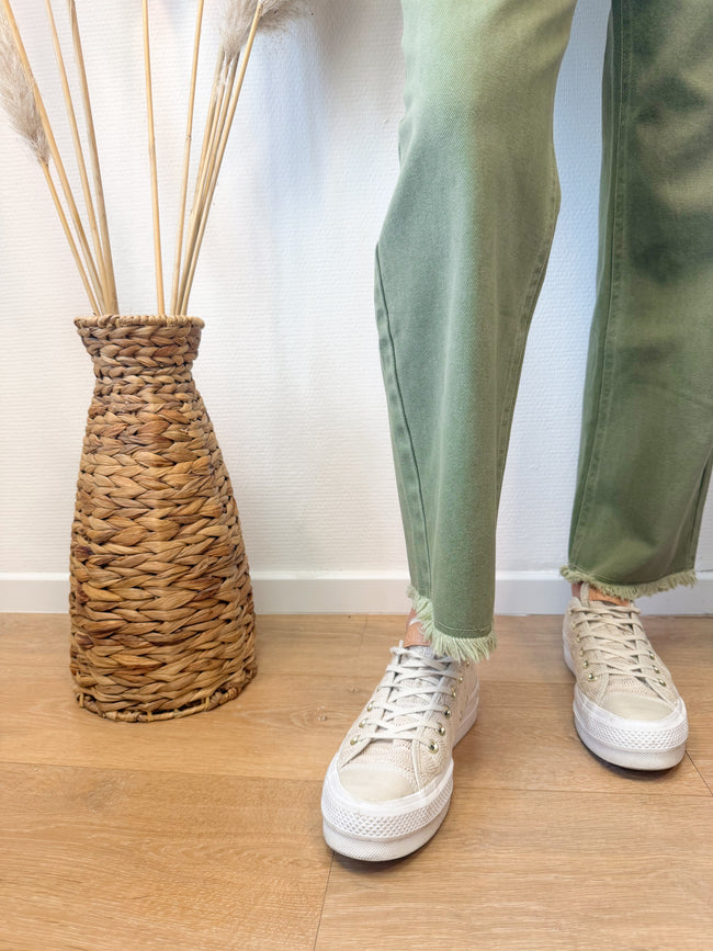 Pantalon WOODSTOCK effet jeans vert kaki