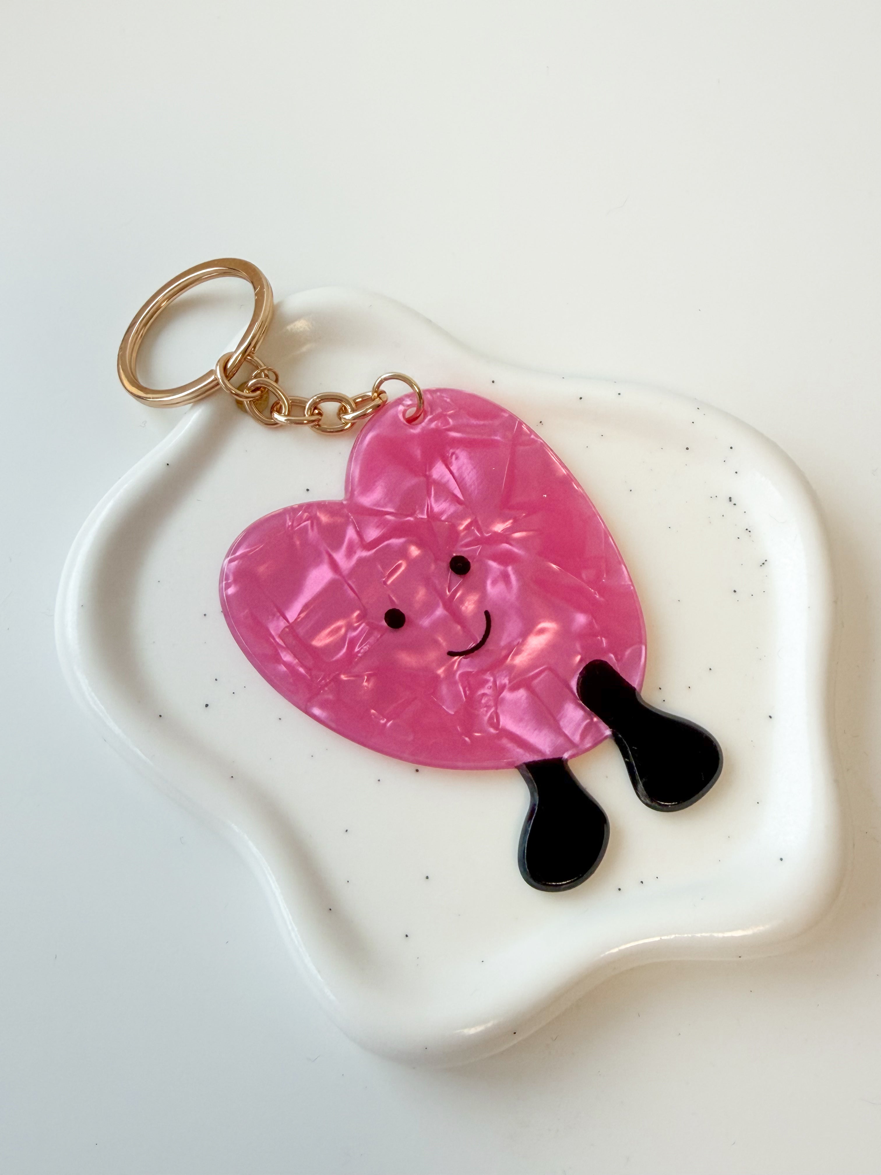 Porte-clé cœur rose