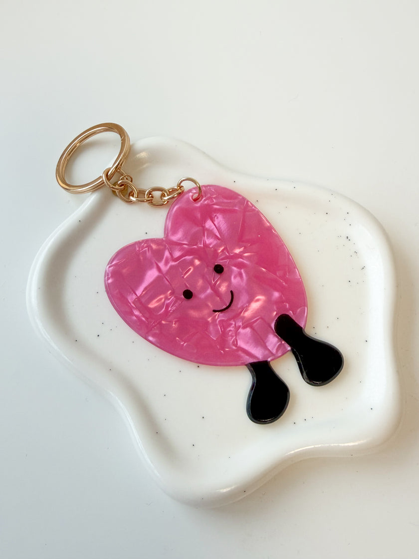 Porte-clé cœur rose
