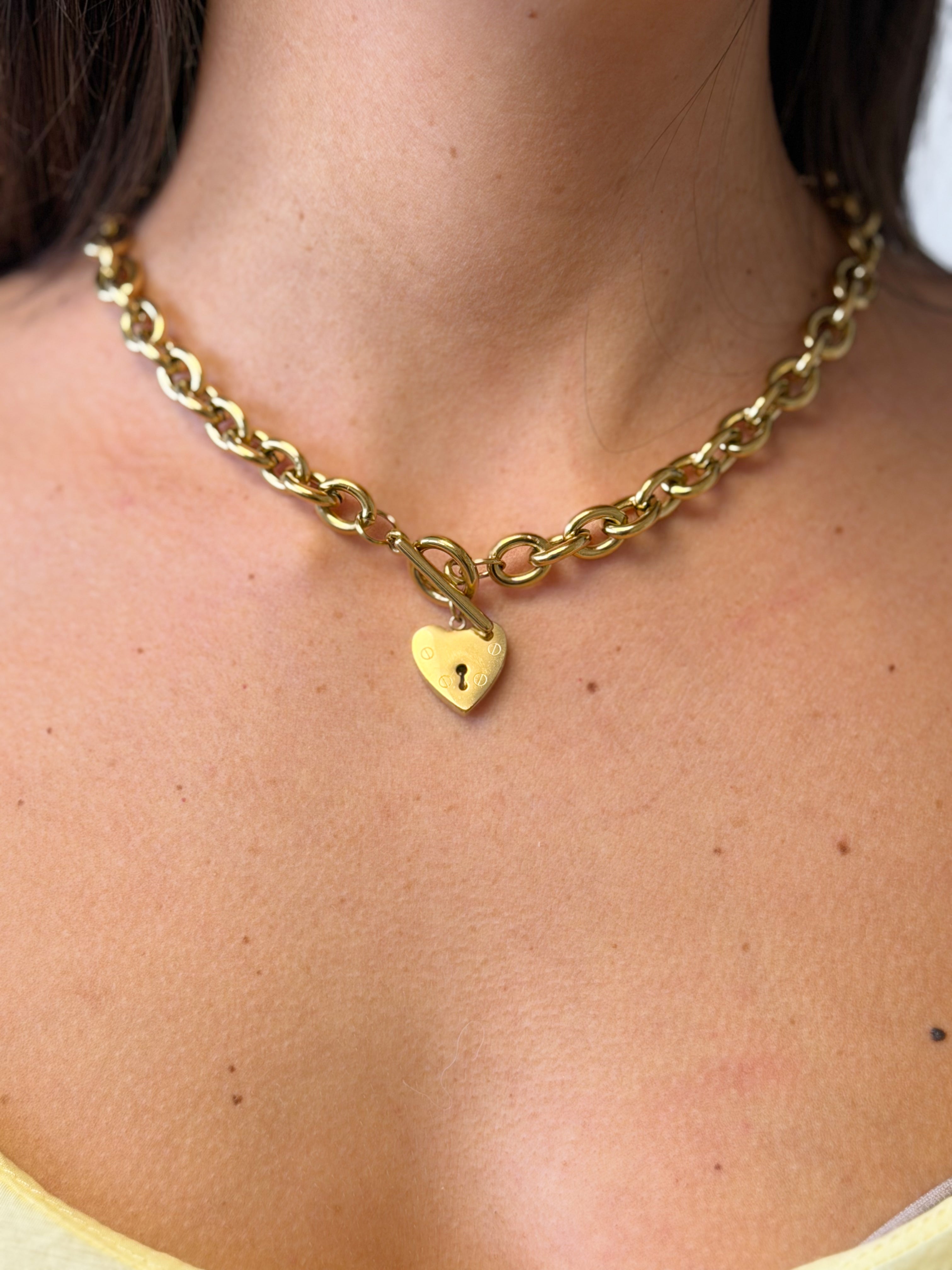 Collier chaîne HUDSON avec cœur cadenas