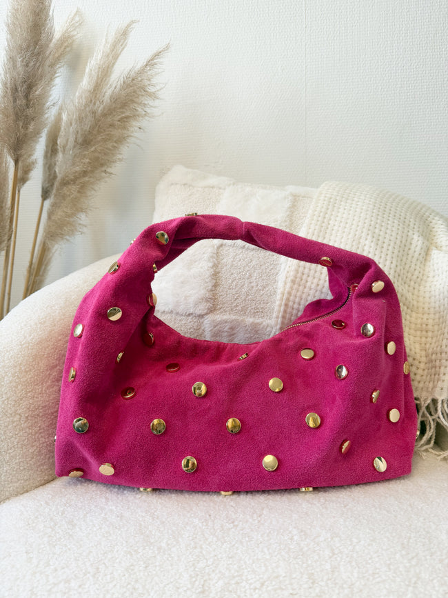 Sac à main rose SIERRA à clous dorés