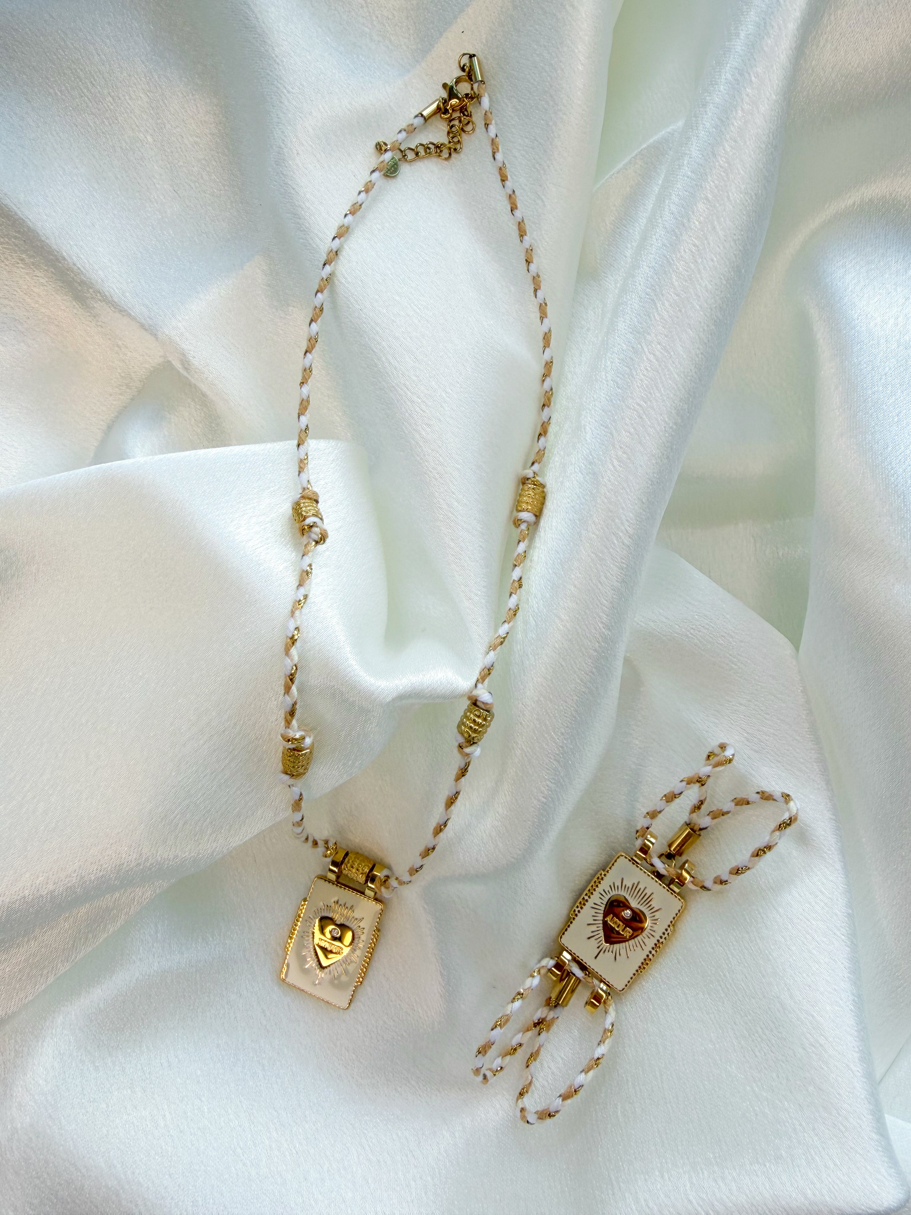 Collier cœur BATAVIA en cordon tressé