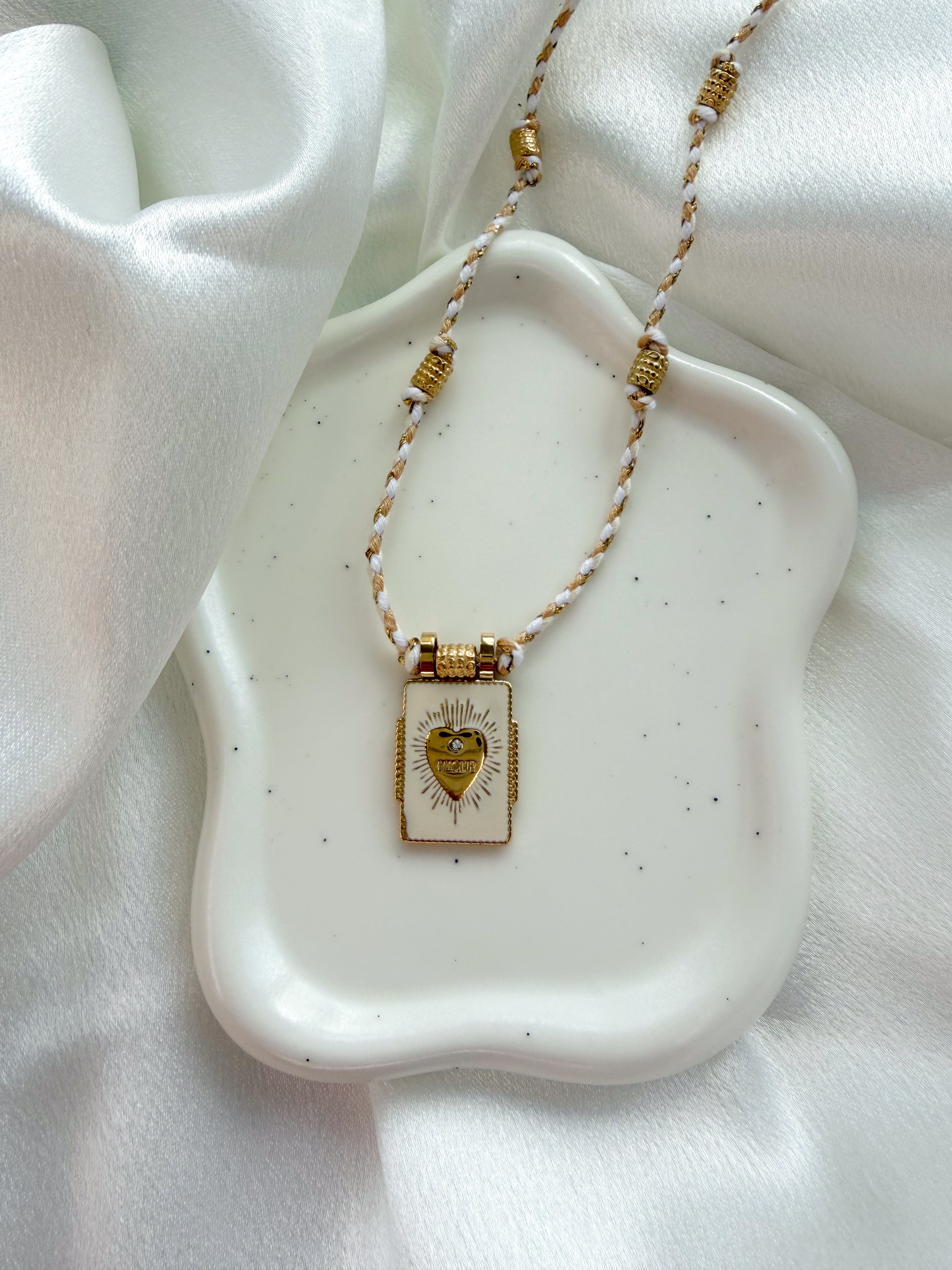 Collier cœur BATAVIA en cordon tressé