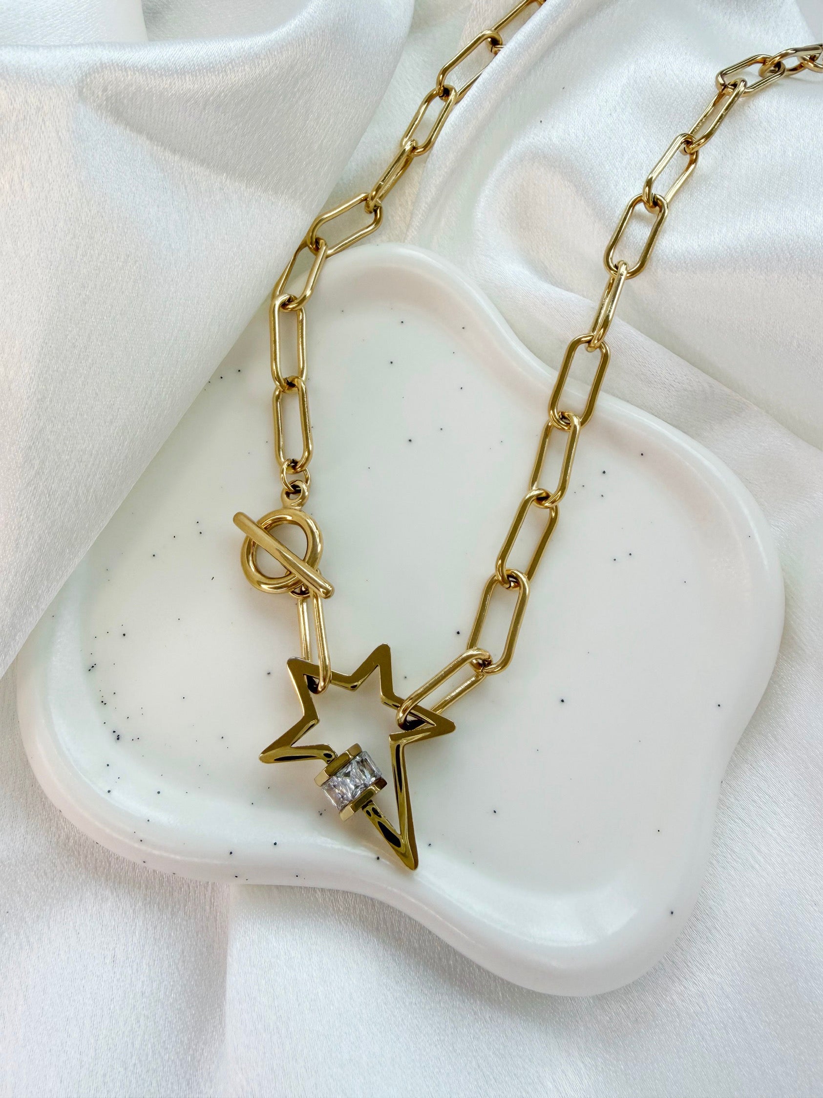Collier NEW-YORK chaîne dorée avec étoile & zircon