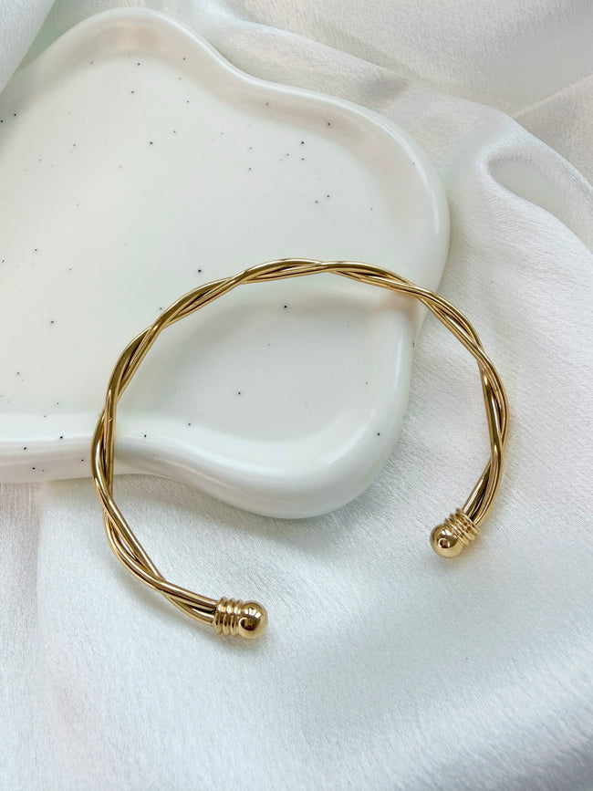 Bracelet jonc ouvert OSWEGO doré torsadé