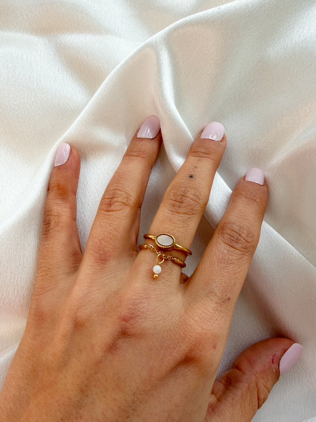 Bague chainette & perle LAREDO