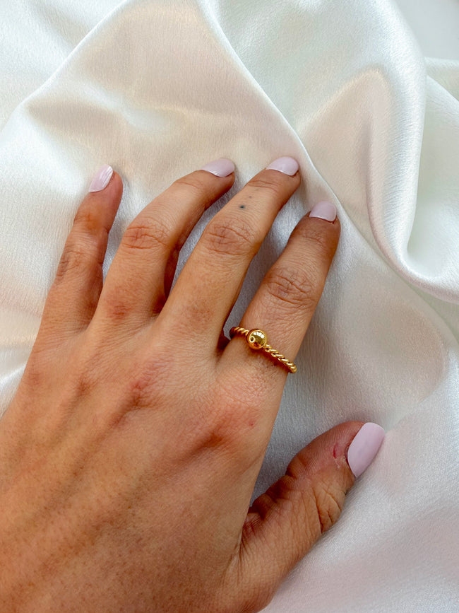 Bague torsadée BANDERA & perle métallique