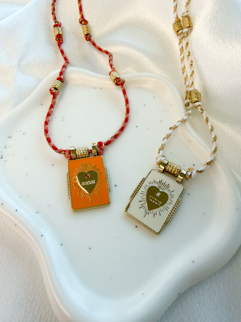 Collier cœur BATAVIA en cordon tressé