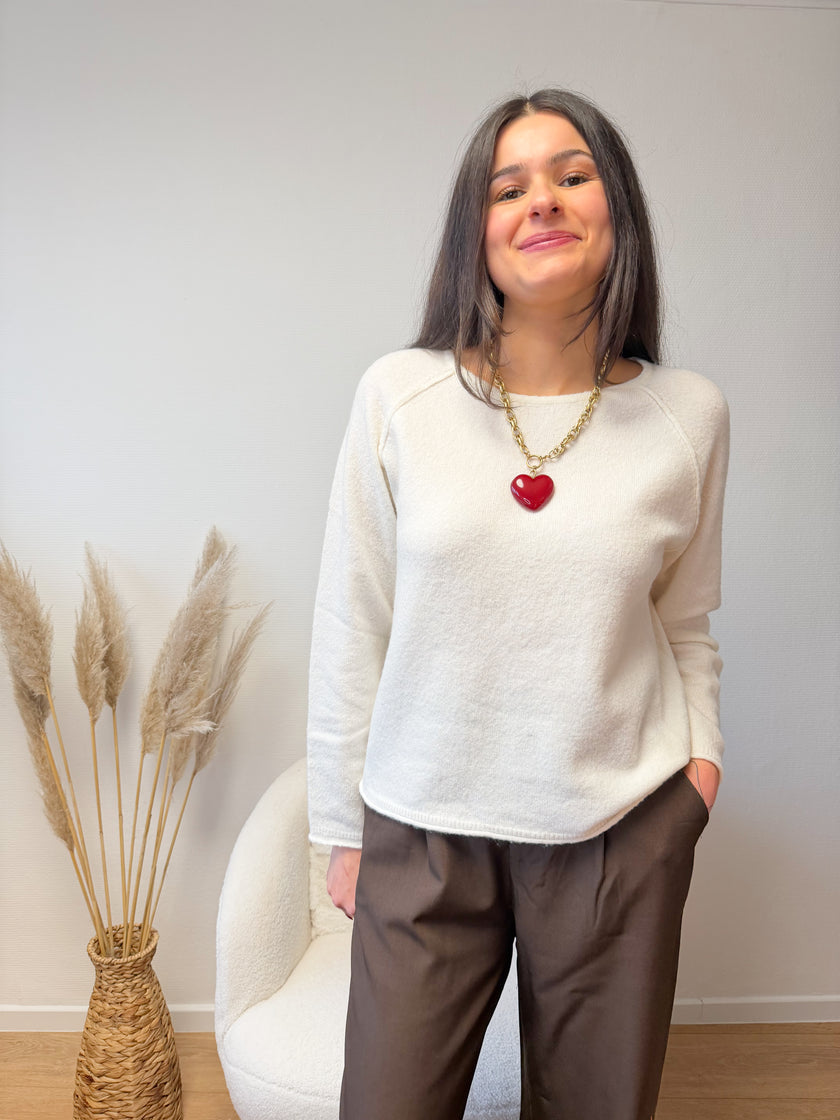 Collier chaine dorée ARLINGTON & gros cœur rouge