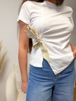 T-shirt blanc PIMA avec noeud ligné