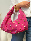 Sac à main rose SIERRA à clous dorés