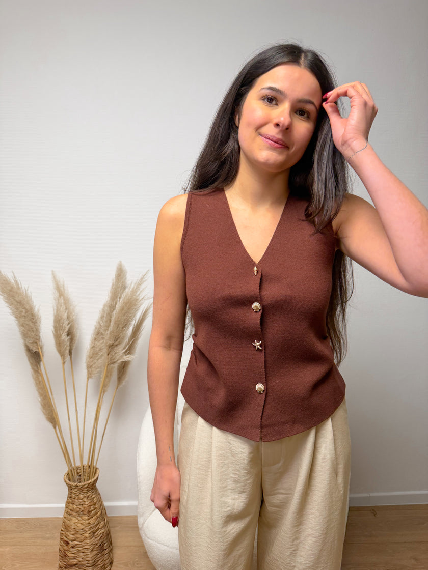 Gilet sans manches PALM BEACH avec boutons coquillages