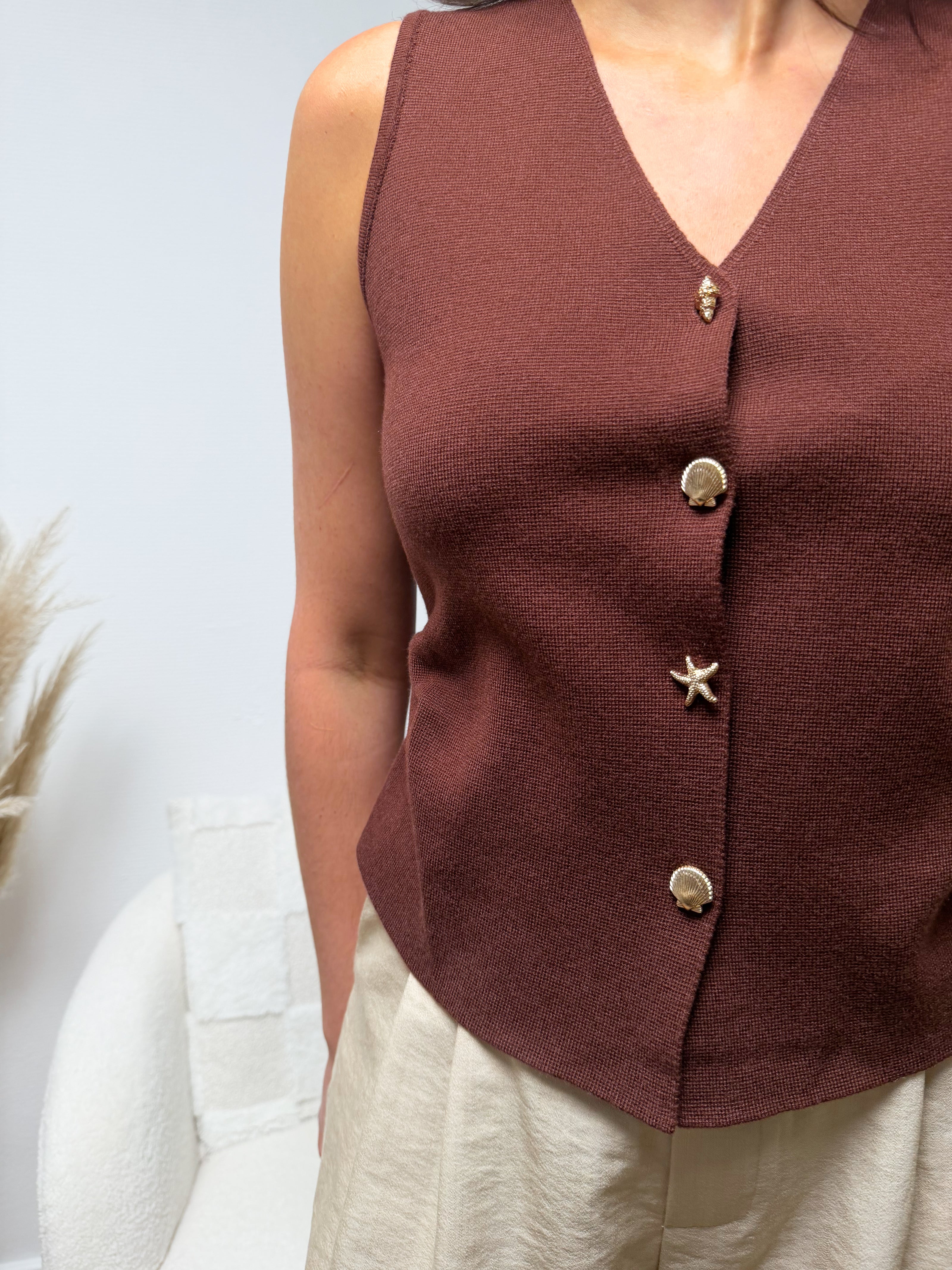 Gilet sans manches PALM BEACH avec boutons coquillages
