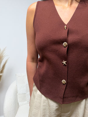 Gilet sans manches PALM BEACH avec boutons coquillages
