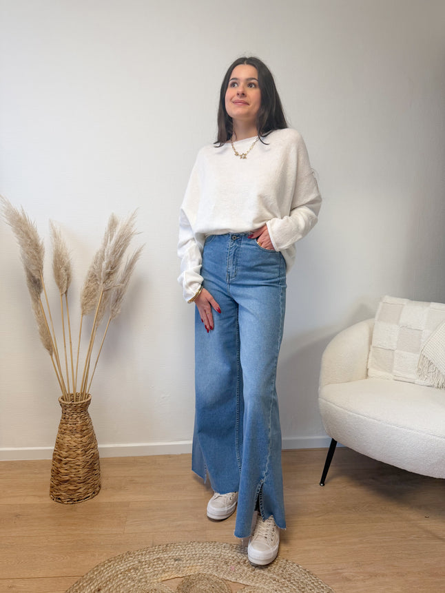 Jean large YUMA taille haute avec fentes