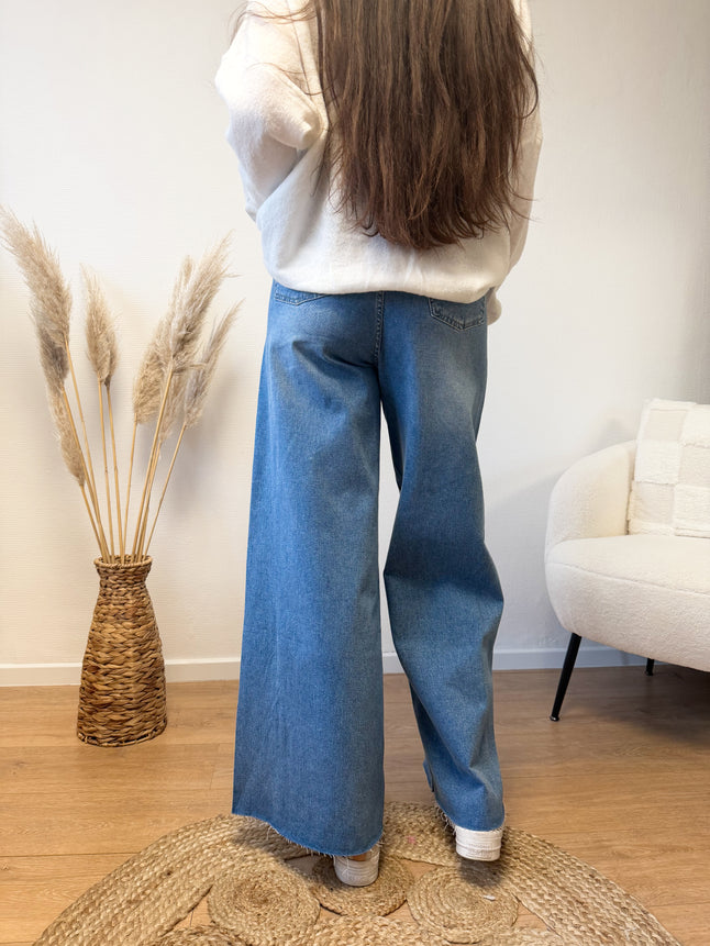 Jean large YUMA taille haute avec fentes