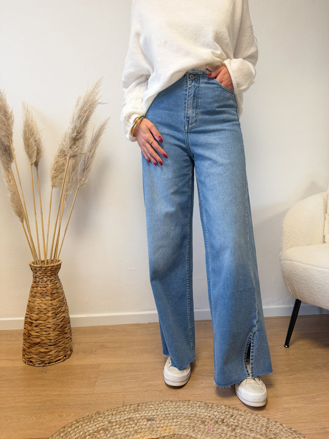 Jean large YUMA taille haute avec fentes