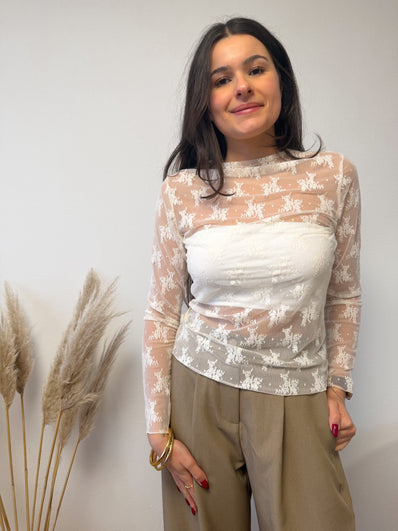 Blouse transparente en dentelle TAMPA