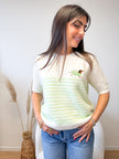 Pull BUDA rayé à manches courtes avec broderie teckel